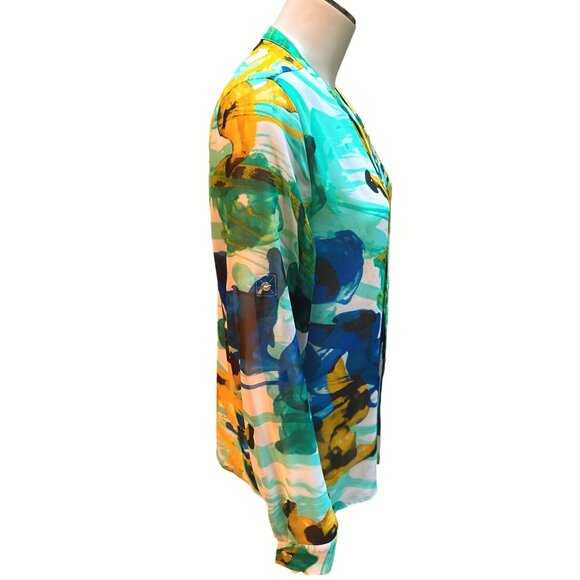 Calvin Klein Floral Print Sheer Tunic Blouse with Lining Size M - Picture 5 of 10